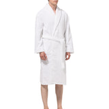 Alpine Swiss Mens Luxury Waffle Knit Cotton Bathrobe Shawl Collar Hotel Spa Robe – White