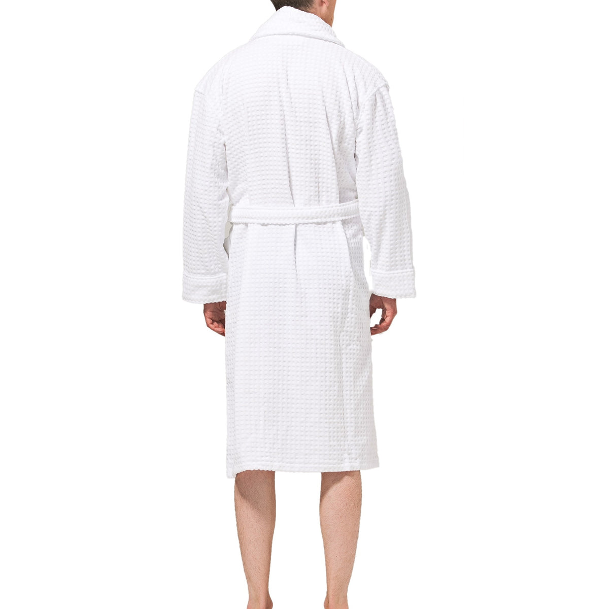 Alpine Swiss Mens Luxury Waffle Knit Cotton Bathrobe Shawl Collar Hotel Spa Robe – White