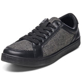 Alpine Swiss David Mens Fashion Sneakers Lace Up Low Top Retro Tennis Shoes – Black Plaid