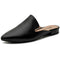 Alpine Swiss Diane Womens Leather Mules Pointed Toe Slip On Flats Comfort Loafer – Black Leather
