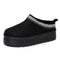 Alpine Swiss Emily Womens Platform Slippers Fluffy Warm Slip On Short Ankle Boot – Black