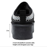Alpine Swiss Emily Womens Platform Slippers Fluffy Warm Slip On Short Ankle Boot – Black