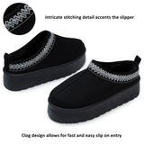 Alpine Swiss Emily Womens Platform Slippers Fluffy Warm Slip On Short Ankle Boot – Black