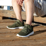 Alpine Swiss Mens Fashion Sneakers Lightweight Knit Top Elastic Sock Tennis Shoe – Olive