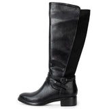 Alpine Swiss Erica Womens Knee High Riding Boots Stretch Calf Round Toe Boots – Black