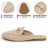 Alpine Swiss Erin Womens Flat Mules Loafers Round Toe Blackless Slide on Shoes – Microsuede Beige