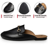 Alpine Swiss Erin Womens Flat Mules Loafers Round Toe Blackless Slide on Shoes – Black