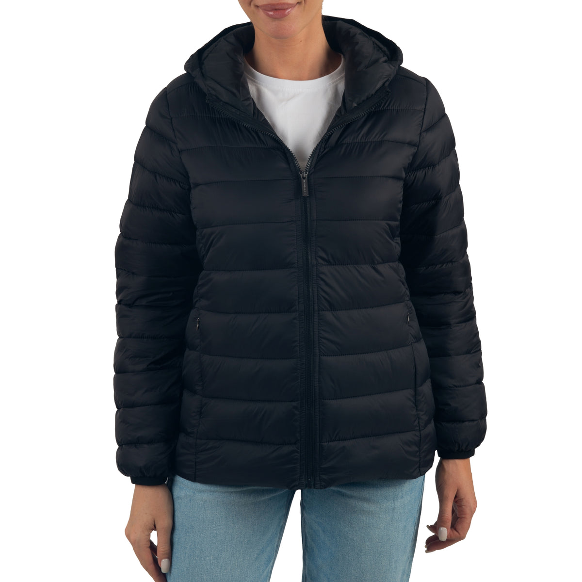 Alpine Swiss Eva Women’s Hooded Puffer Jacket – Black