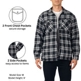 Alpine Swiss Felix Mens Fleece Flannel Jacket Heavyweight Zip-Up Plaid Shacket – Black Gray