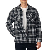 Alpine Swiss Felix Mens Fleece Flannel Jacket Heavyweight Zip-Up Plaid Shacket – Black Gray