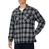 Alpine Swiss Felix Mens Fleece Flannel Jacket Heavyweight Zip-Up Plaid Shacket – Black Gray