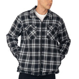 Alpine Swiss Felix Mens Fleece Flannel Jacket Heavyweight Zip-Up Plaid Shacket – Black Gray
