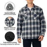 Alpine Swiss Felix Mens Fleece Flannel Jacket Heavyweight Zip-Up Plaid Shacket – Blue Gray