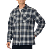 Alpine Swiss Felix Mens Fleece Flannel Jacket Heavyweight Zip-Up Plaid Shacket – Blue Gray