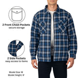 Alpine Swiss Felix Mens Fleece Flannel Jacket Heavyweight Zip-Up Plaid Shacket – Navy Blue
