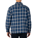 Alpine Swiss Felix Mens Fleece Flannel Jacket Heavyweight Zip-Up Plaid Shacket – Navy Blue