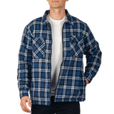 Alpine Swiss Felix Mens Fleece Flannel Jacket Heavyweight Zip-Up Plaid Shacket – Navy Blue