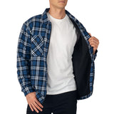 Alpine Swiss Felix Mens Fleece Flannel Jacket Heavyweight Zip-Up Plaid Shacket – Navy Blue