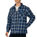 Alpine Swiss Felix Mens Fleece Flannel Jacket Heavyweight Zip-Up Plaid Shacket – Navy Blue