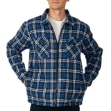 Alpine Swiss Felix Mens Fleece Flannel Jacket Heavyweight Zip-Up Plaid Shacket – Navy Blue