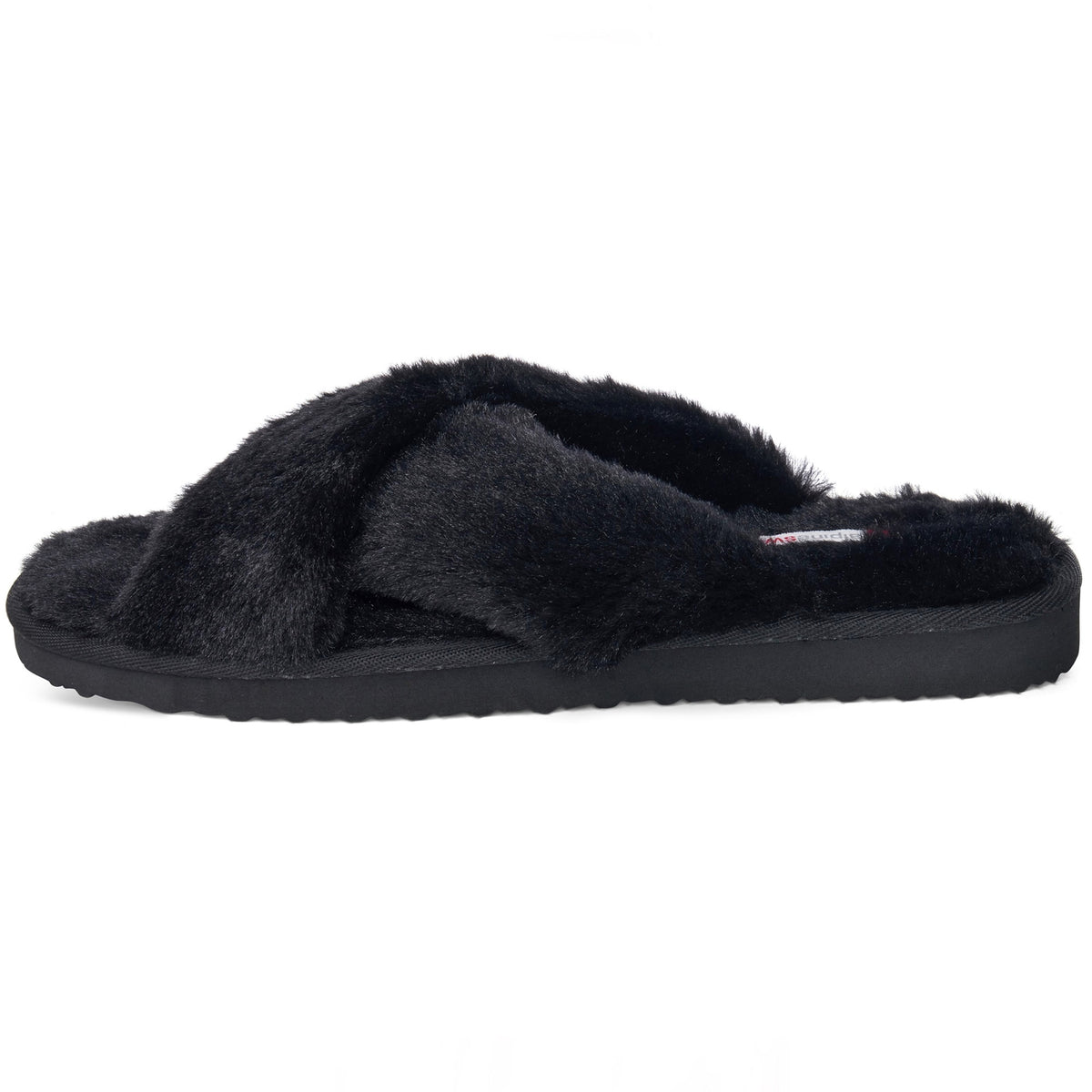Alpine Swiss Women Fuzzy Fluffy Faux Fur Slippers Memory Foam Indoor House Shoes – Black