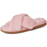 Alpine Swiss Women Fuzzy Fluffy Faux Fur Slippers Memory Foam Indoor House Shoes – Peach