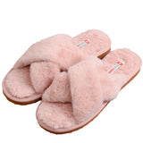 Alpine Swiss Women Fuzzy Fluffy Faux Fur Slippers Memory Foam Indoor House Shoes – Peach