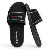 Alpine Swiss Gabe Cloud Slide Sandals For Men Shock-Absorbing Foam Insole With Arch – Black