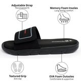 Alpine Swiss Gabe Cloud Slide Sandals For Men Shock-Absorbing Foam Insole With Arch – Black