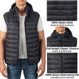 Alpine Swiss Gage Mens Hooded Puffer Vest Down Alternative Packable Vest Jacket – Black