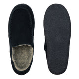 Alpine Swiss Gary Mens Genuine Suede Moccasin Slippers Sherpa Slip On Shoes – Black