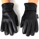 Alpine Swiss Mens Gloves Dressy Genuine Leather Warm Thermal Lined Wrist Strap – Black