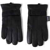 Alpine Swiss Mens Gloves Dressy Genuine Leather Warm Thermal Lined Wrist Strap – Black