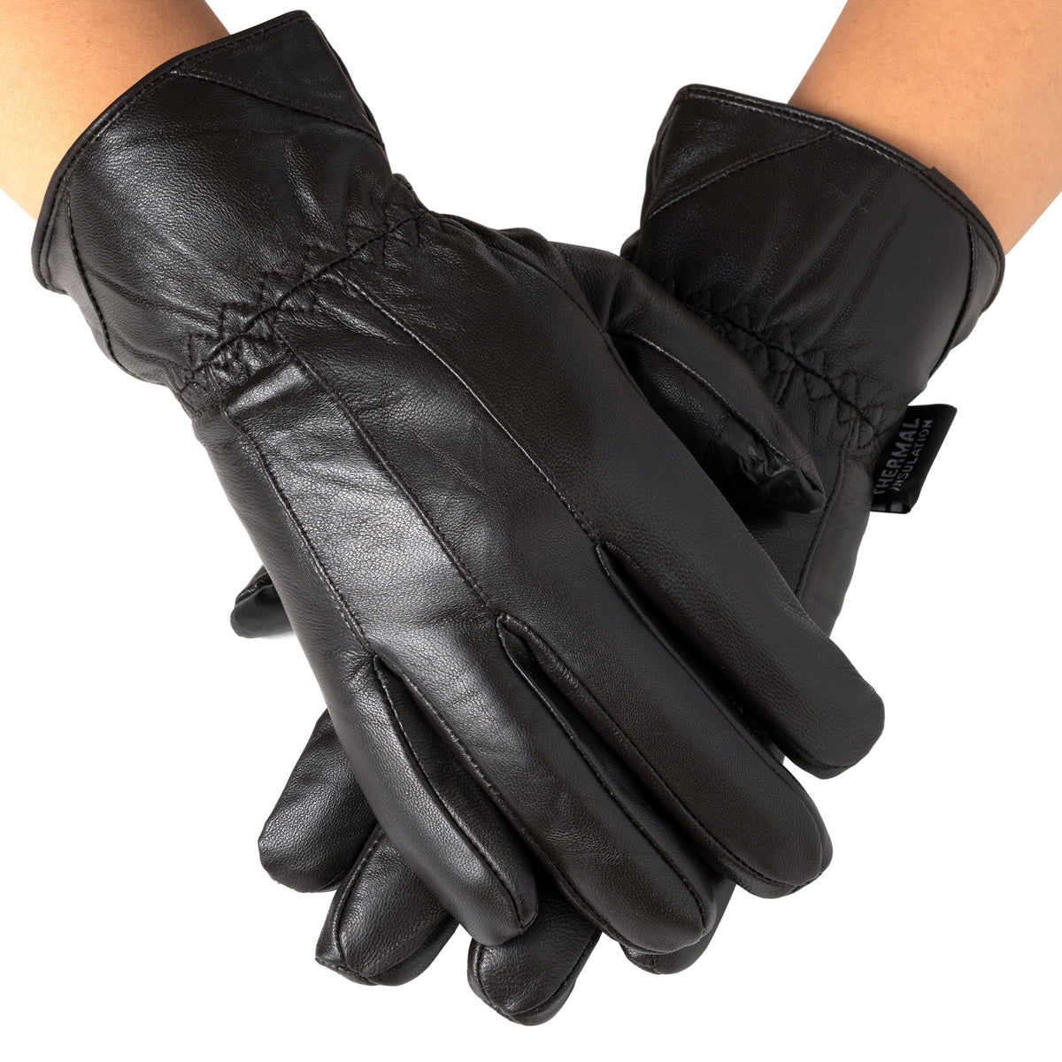 Alpine Swiss Mens Touch Screen Gloves Leather Thermal Lined Phone Texting Gloves – Brown