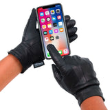 Alpine Swiss Mens Touch Screen Gloves Leather Thermal Lined Phone Texting Gloves – Black