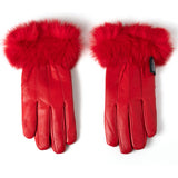 Alpine Swiss Womens Dressy Gloves Genuine Leather Thermal Lining Faux Fur Trim Cuff – Red