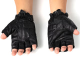 Alpine Swiss Mens Fingerless Gloves Genuine Leather for Workout Training Riding – Black