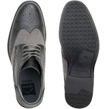 Alpine Swiss Mens Boots Wing Tip Lace Up Dress Shoes Two Tone Brogue Medallion – Gray