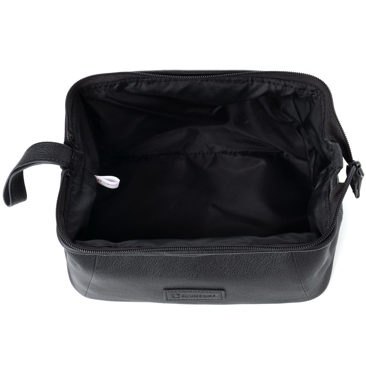 Alpine Swiss Lauter Toiletry Bag Genuine Leather Shaving Kit Dop Kit Travel Case – Black