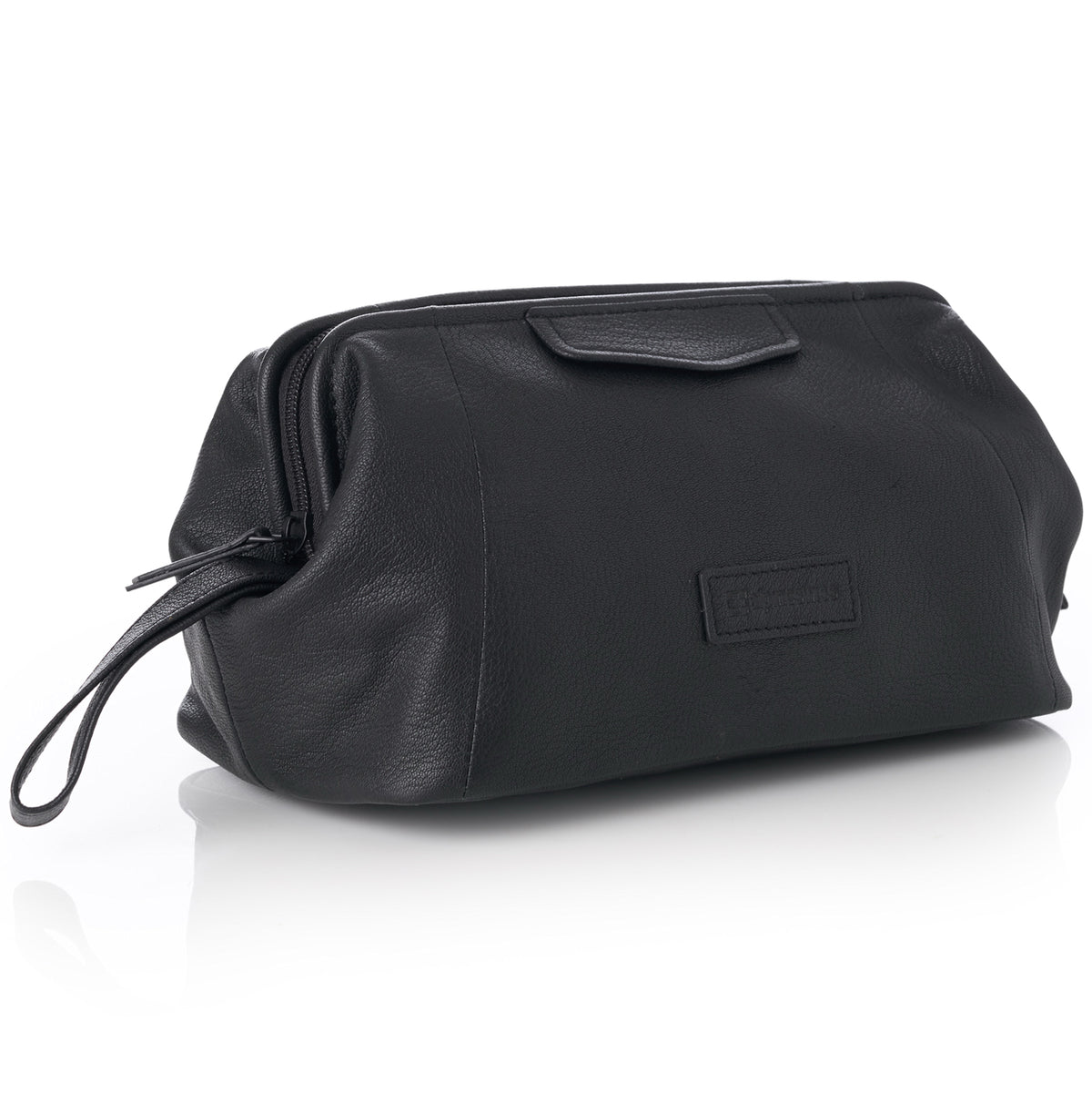 Alpine Swiss Lauter Toiletry Bag Genuine Leather Shaving Kit Dop Kit Travel Case – Black