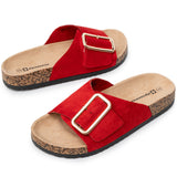 Alpine Swiss Heidi Women's Slide Sandals – Red
