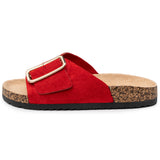 Alpine Swiss Heidi Women's Slide Sandals – Red