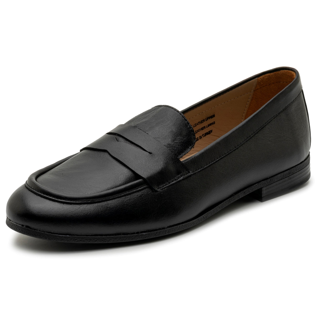 Alpine Swiss Helen Womens Leather Penny Loafers Comfortable Slip On Flat Shoes – Black Leather