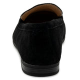 Alpine Swiss Helen Womens Leather Penny Loafers Comfortable Slip On Flat Shoes – Black Suede