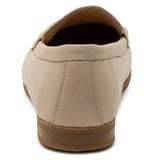 Alpine Swiss Helen Womens Leather Penny Loafers Comfortable Slip On Flat Shoes – Cream Leather