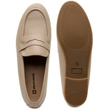 Alpine Swiss Helen Womens Leather Penny Loafers Comfortable Slip On Flat Shoes – Cream Leather