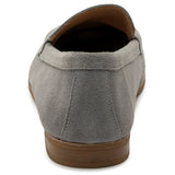 Alpine Swiss Helen Womens Leather Penny Loafers Comfortable Slip On Flat Shoes – Gray Suede