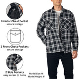Alpine Swiss Henry Mens Quilted Flannel Jacket Warm Plaid Snap Front Shacket – Black Gray