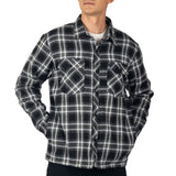 Alpine Swiss Henry Mens Quilted Flannel Jacket Warm Plaid Snap Front Shacket – Black Gray