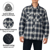 Alpine Swiss Henry Mens Quilted Flannel Jacket Warm Plaid Snap Front Shacket – Blue Gray
